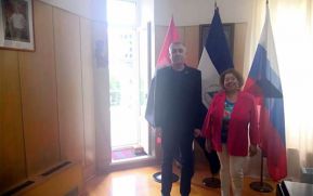 Embajadora de Nicaragua ante la Federación de Rusia en reunión con el Presidente del Fondo Russkiy Mir