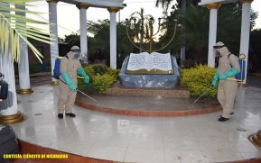 Ejército de Nicaragua desarrolló jornada de desinfección contra la covid-19 en La Paz Centro y Nagarote