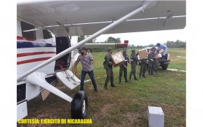 Ejército de Nicaragua en traslado, protección y seguridad de ayuda humanitaria