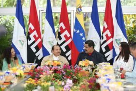 Presidente Daniel y Compañera Rosario celebran con el Presidente Maduro el 10 Aniversario de Nicaragua en el ALBA