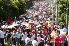 Capitalinos caminan en defensa de sus derechos y en solidaridad con Bolivia