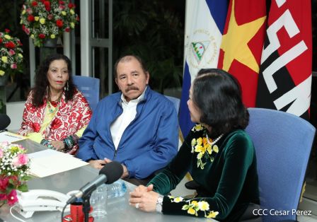 Hermandad y compañerismo en reunión del presidente Daniel Ortega y vicepresidenta Rosario Murillo con delegación de alto nivel de Vietnam