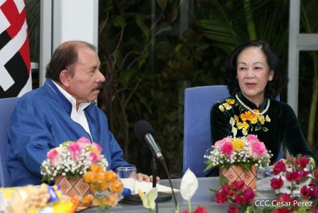 Hermandad y compañerismo en reunión del presidente Daniel Ortega y vicepresidenta Rosario Murillo con delegación de alto nivel de Vietnam