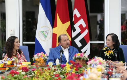 Hermandad y compañerismo en reunión del presidente Daniel Ortega y vicepresidenta Rosario Murillo con delegación de alto nivel de Vietnam