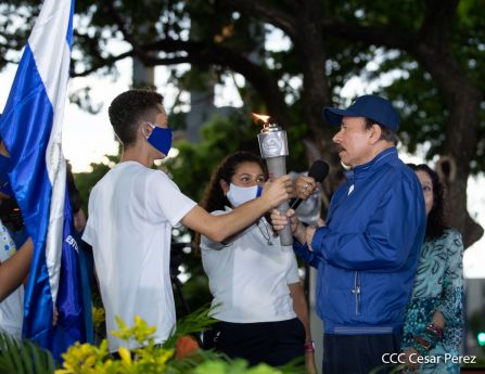 Así fue recibida en Nicaragua la Antorcha Centroamericana de la Libertad y la Paz