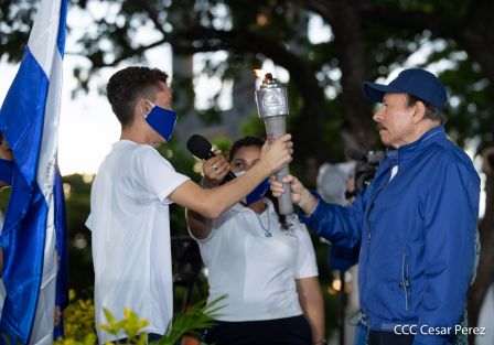 Así fue recibida en Nicaragua la Antorcha Centroamericana de la Libertad y la Paz
