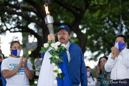 Así fue recibida en Nicaragua la Antorcha Centroamericana de la Libertad y la Paz