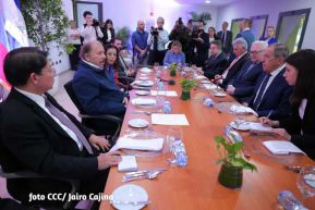 Presidente Daniel Ortega y Vicepresidenta Rosario Murillo en encuentro con Canciller de Rusia, Serguéi Lavrov
