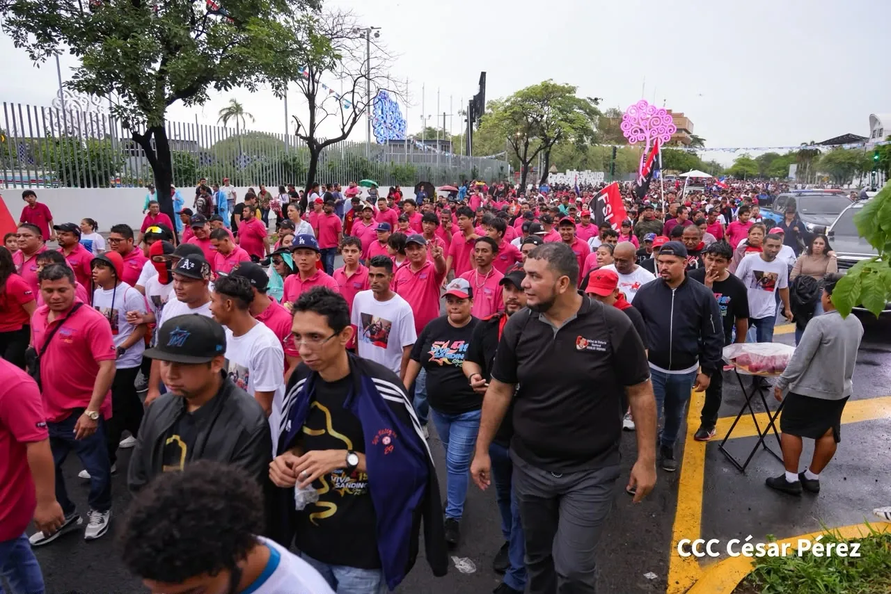 Militancia sandinista protagoniza caminata en homenaje al 47/19 en Managua