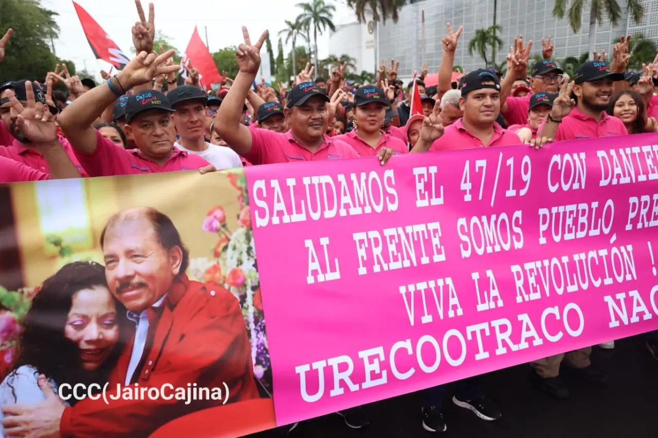 Militancia sandinista protagoniza caminata en homenaje al 47/19 en Managua