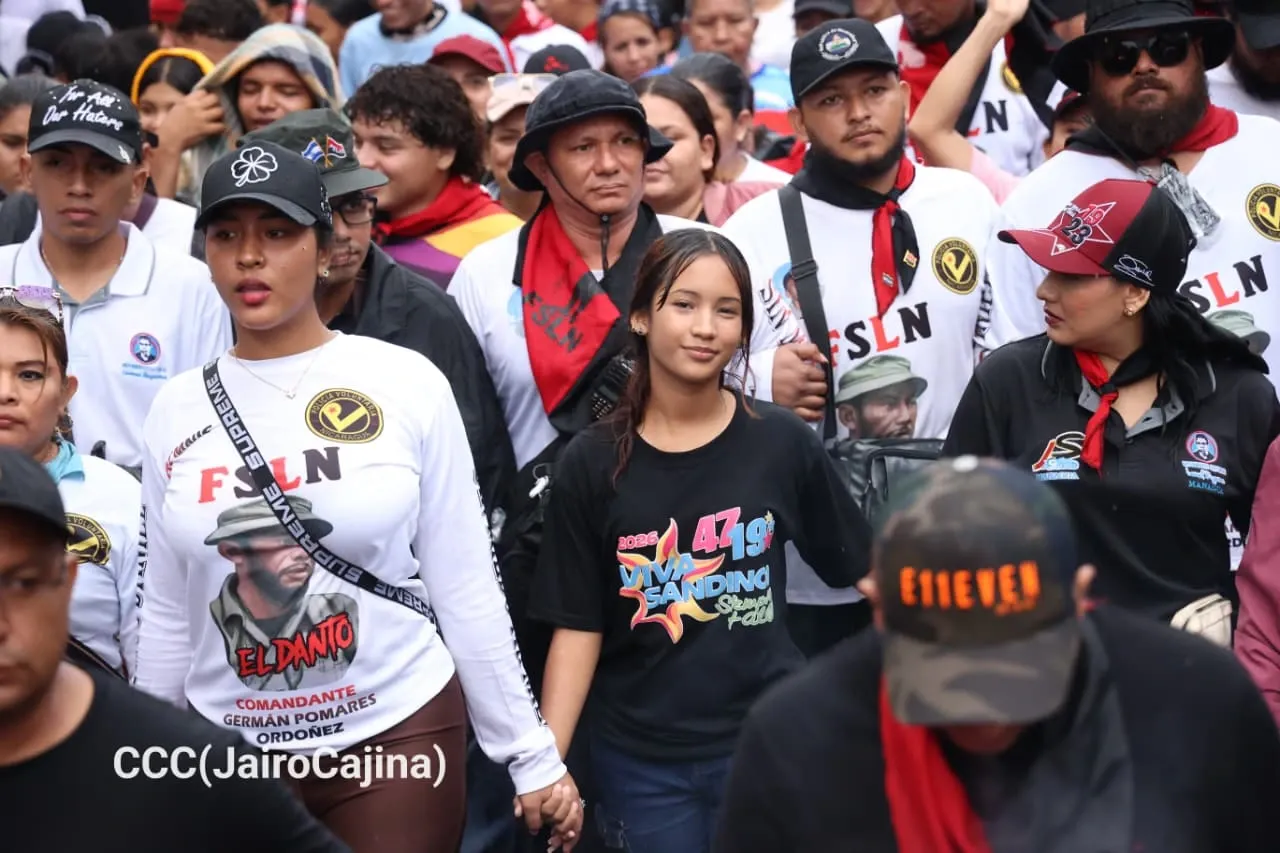 Militancia sandinista protagoniza caminata en homenaje al 47/19 en Managua