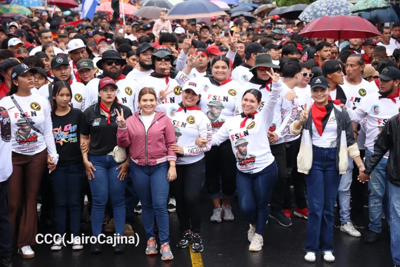 Militancia sandinista protagoniza caminata en homenaje al 47/19 en Managua