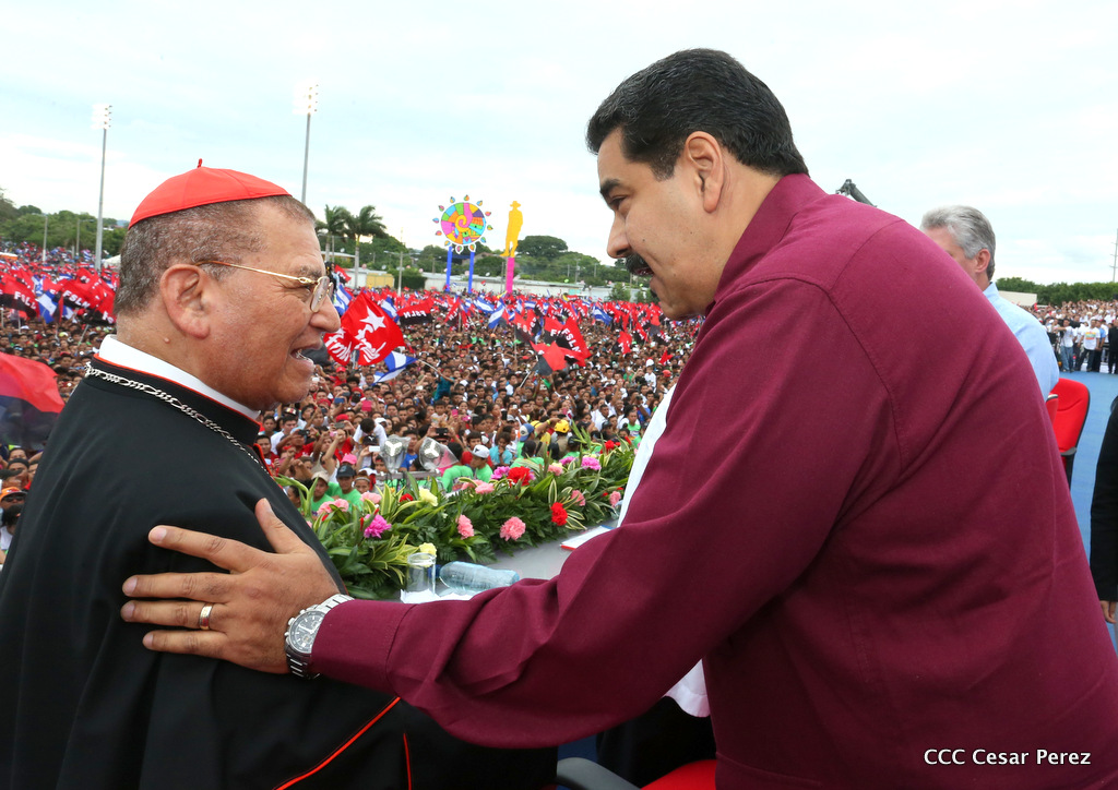 Cardenal Miguel Obando y Presidente Nicolás Maduro