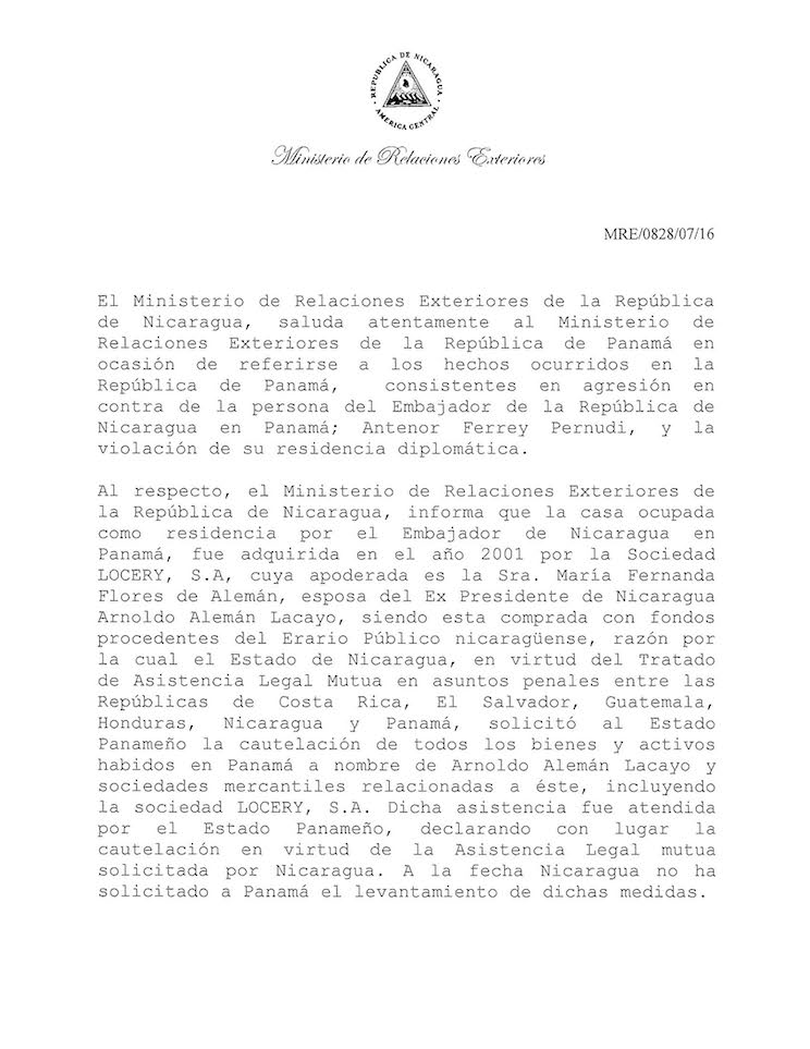 Nota A Panamá