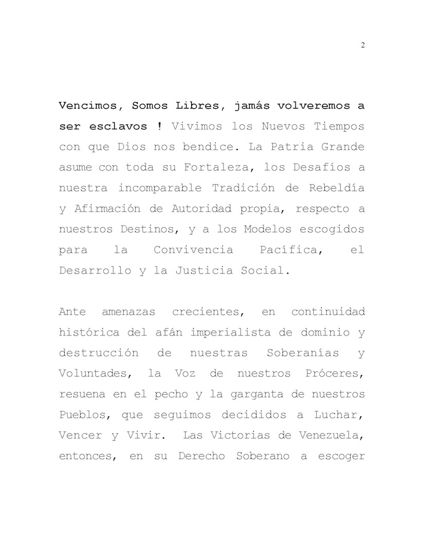Nota de Prensa Venezuela