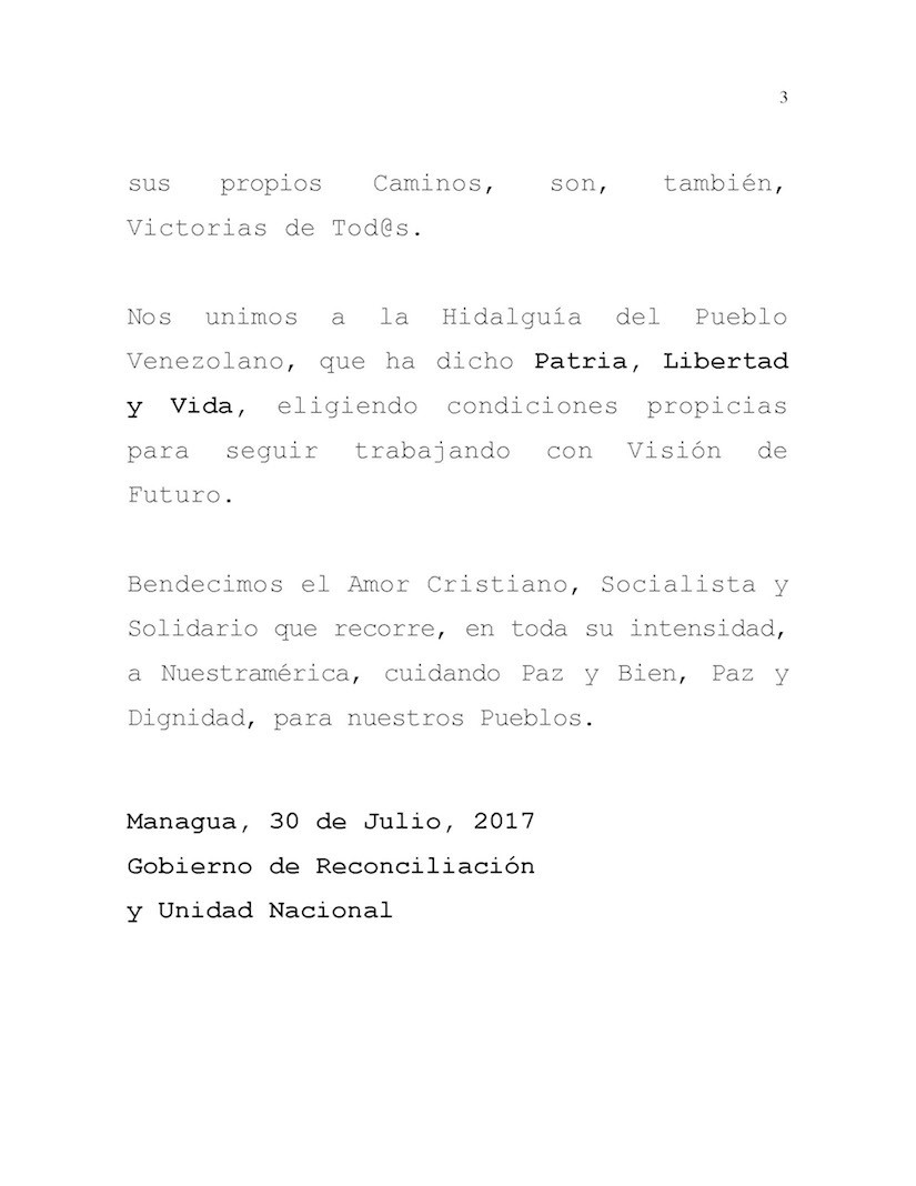 Nota de Prensa Venezuela