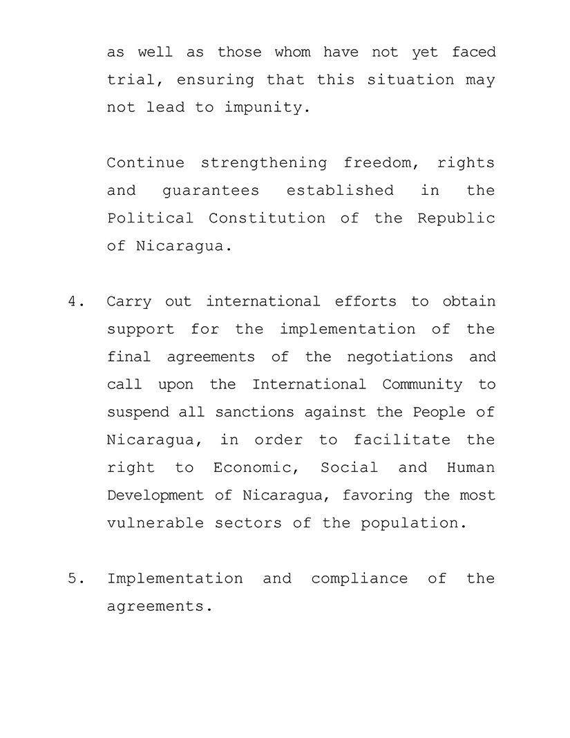 comunicado gobierno de nicaragua