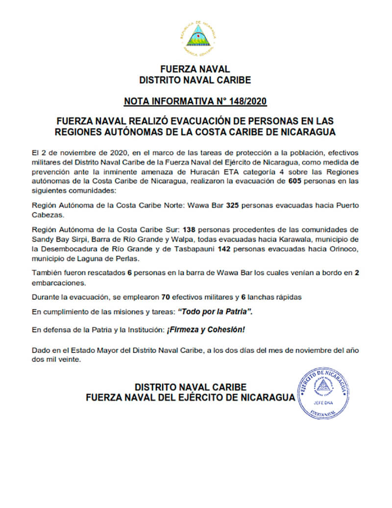 evacuacion-familias-costa-caribe-nicaragua