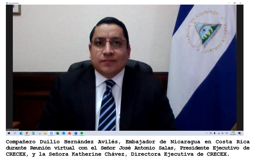Embajador de Nicaragua en Costa Rica conversa con presidente de CRECEX