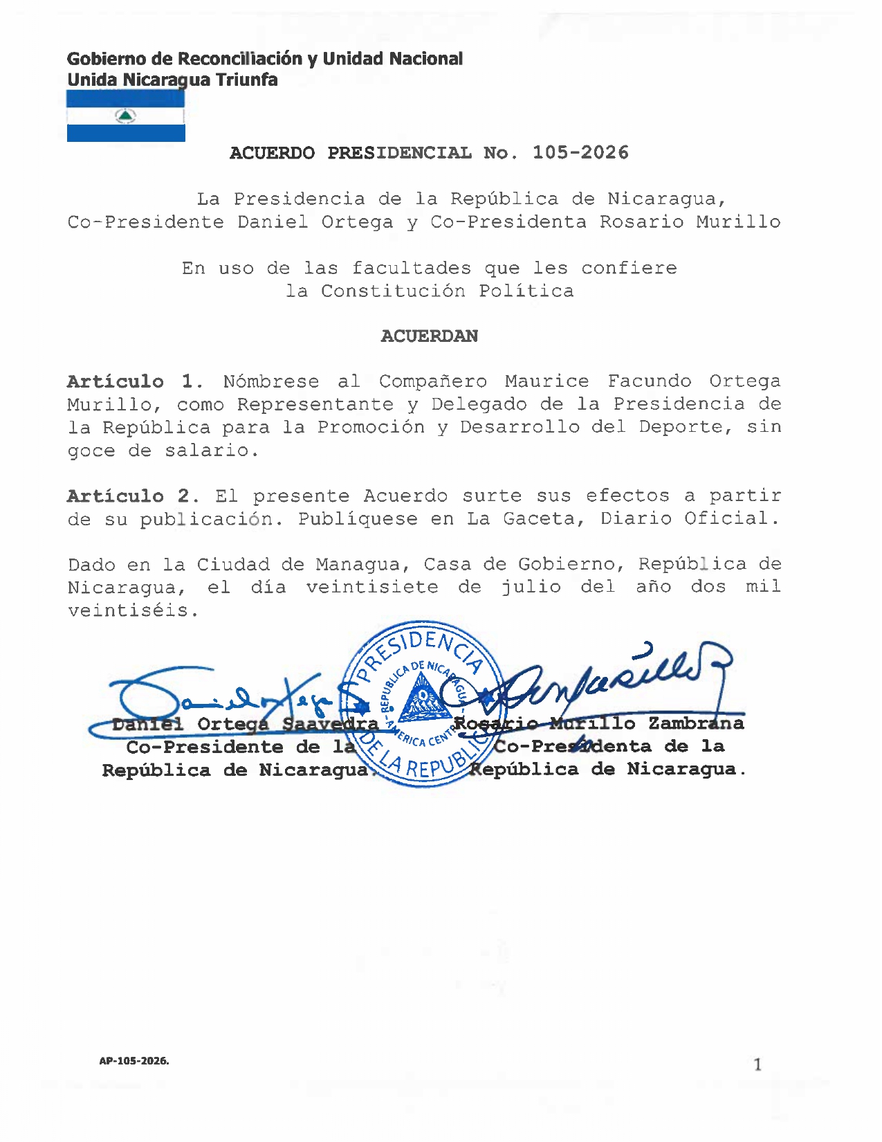 AP-105-2026---NOMBRAMIENTO-AL-COMPANERO-MAURICE-ORTEGA-MURILLO-COMO-REPRESENTANTE-Y-DELEGADO-DE-LA-PRESIDENCIA-DE-LA-REPUBLICA-PARA-LA-PROMOCION-Y-DESARROLLO-DEL-DEPORTE_page-0001